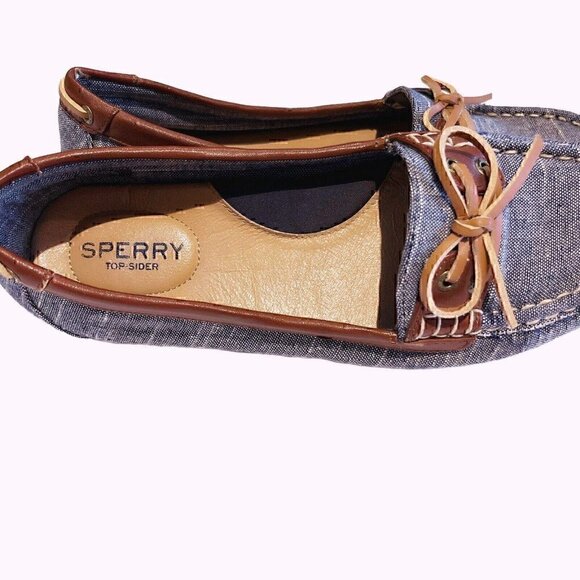 Sperry Women’s Denim & Brown Boat Shoes Cushioned Insoles Arch Support Comfy 7.5 - Picture 6 of 6